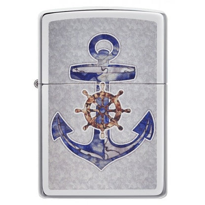 Zippo Anchor and Helm Design, High Polish Chrome Finish, Windproof Lighter #49411