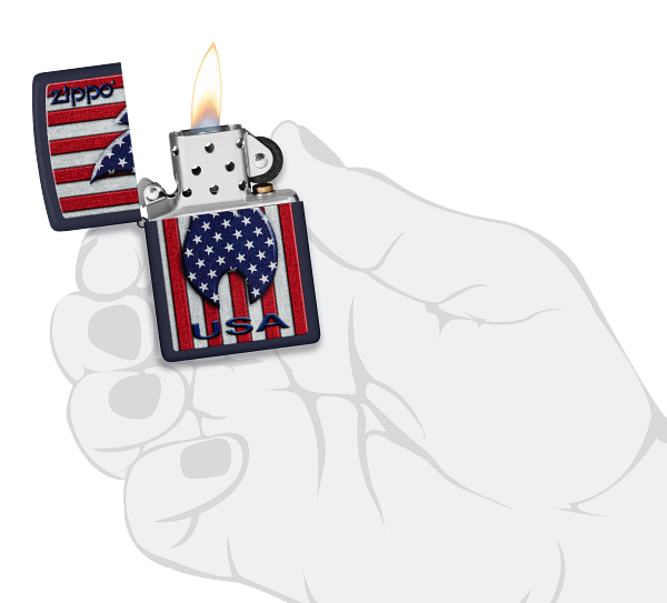 Zippo USA Flag Stars and Stripes Design, Navy Matte Lighter #48560