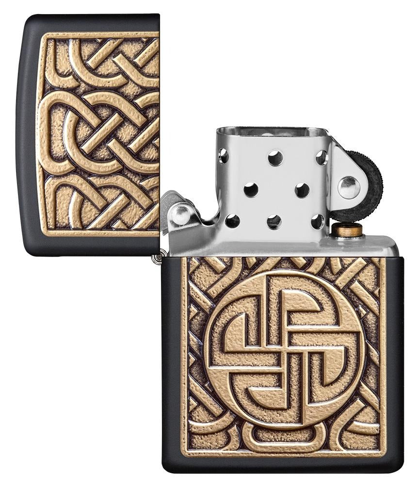 Zippo Norse Emblem Celtic Symbol Design, Black Matte Lighter #49538