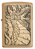 Zippo Dragon Emblem Design, Brushed Brass Finish Lighter #49297