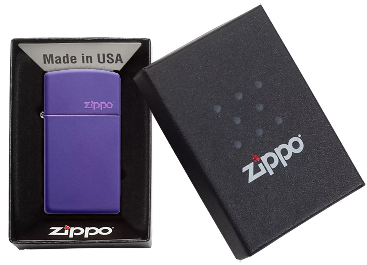 Zippo Slim Purple Matte Finish with Zippo Logo, Windproof Lighter #1637ZL