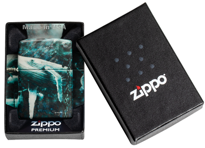 Zippo Spazuk Blue Whale 540 Matte Color Design Lighter #48627