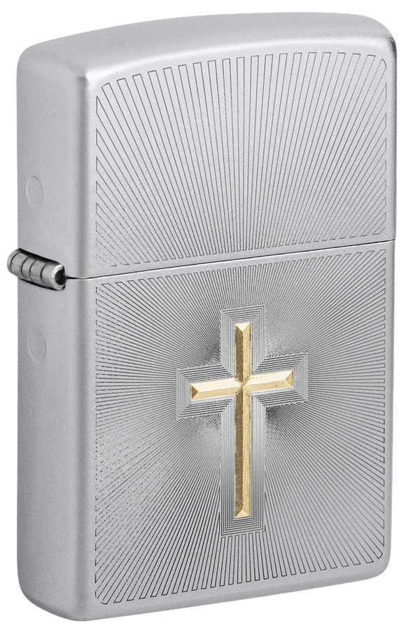 Zippo Sprirtual Cross Design, Satin Chrome Lighter #48581