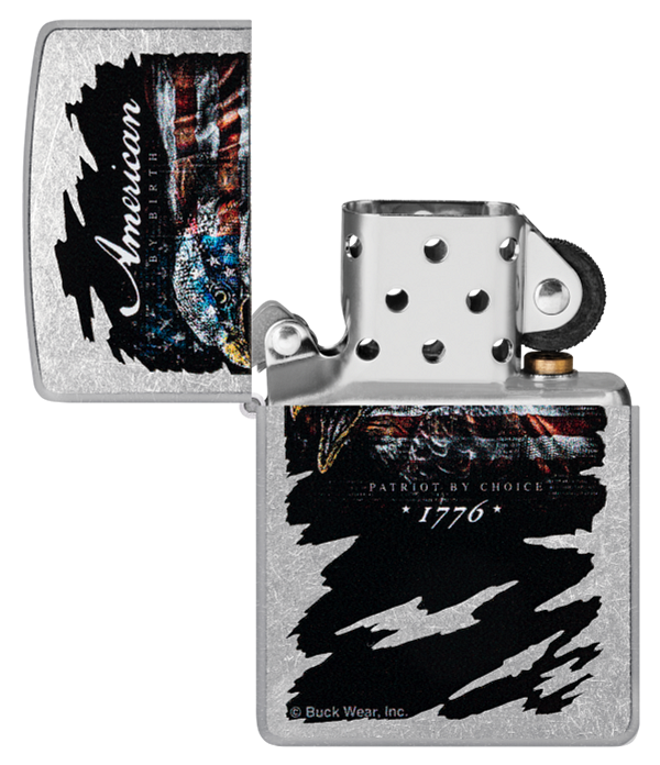 Zippo Buck Wear American Patriot Eagle USA Design, Street Chrome Lighter #48633