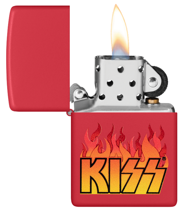 Zippo KISS Rock Band Fire Design, Red Matte Lighter #48642