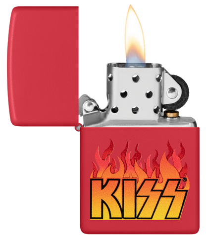 Zippo KISS Rock Band Fire Design, Red Matte Lighter #48642