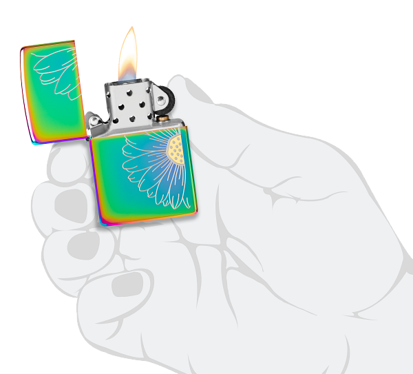 Zippo Flower Laser Two-Tone Design, Multi Color Lighter #48668