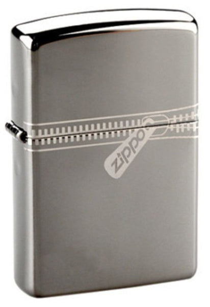 Zippo Zipped, Black Ice Finish with Zippo Logo, Genuine Windproof 
