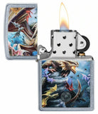 Zippo Anne Stokes Pack of Dragons, Street Chrome Windproof Pocket Lighter #49104