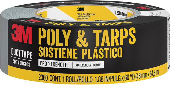3M Poly & Tarps Duct Tape, 1.88 in x 60 yd (48.0 mm x 54.8 m) #2360-C