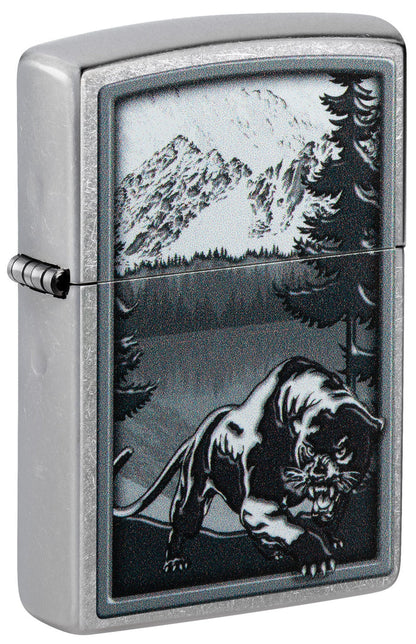 Zippo Stalking Mountain Lion, Street Chrome Lighter #48381