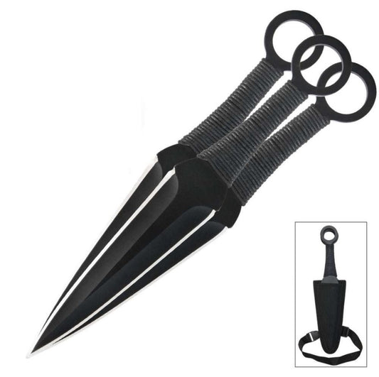 Expendables Movie Kunai 3-Piece 12" Throwing Knife Set + Nylon Sheath #UC2772