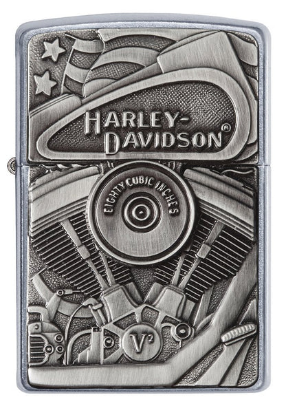 Zippo Harley-Davidson Motor Flag Emblem Lighter, Street Chrome #29266