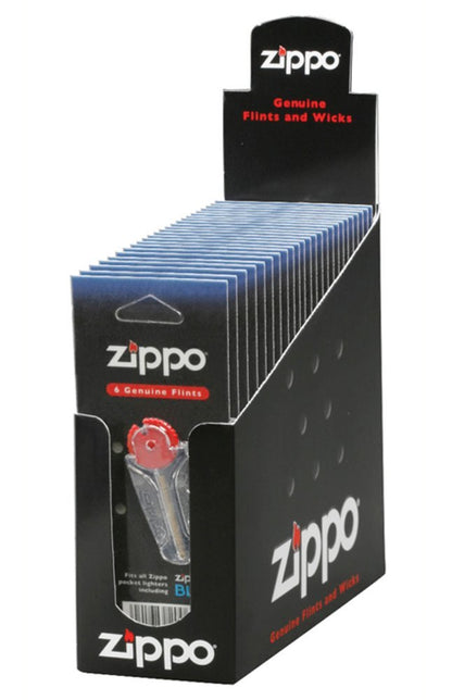 Zippo Box Of 24 6-Flint Dispenser Cards, Flints, & Blu Zippo #2406N