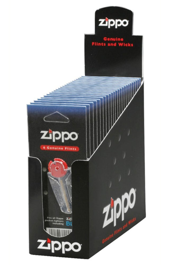 Zippo Box Of 24 6-Flint Dispenser Cards, Flints, & Blu Zippo #2406N