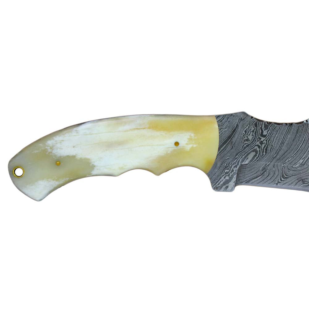 Scorpion Mart Handmade Damascus Steel Knife Camel Bone Handle + Sheath #KNIFE27