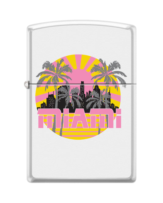Zippo Miami Skyline Design, White Matte Lighter #214-CI418565