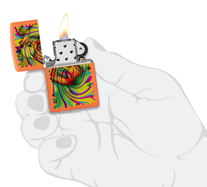 Zippo Lady in Swirls Design, Orange Matte Lighter #48580