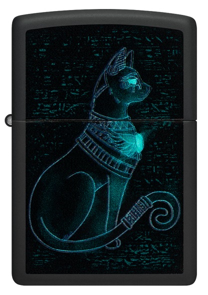 Zippo Ancient Egyptian Cat Black Light Design Lighter #48582