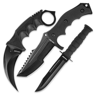 Black Legion Triple Set, Karambit + Mini Huntsman + Military Fixed Blade #BV445