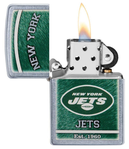 Zippo NFL New York Jets Football Team, Street Chrome Finish Windproof Lighter #29955