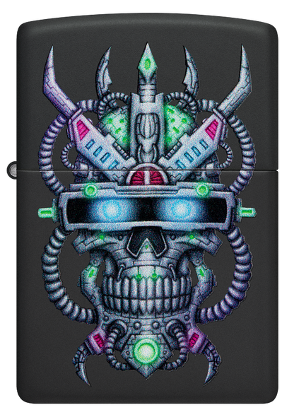 Zippo Cyberpunk Skull Color Image Design, Black Matte Lighter #48516