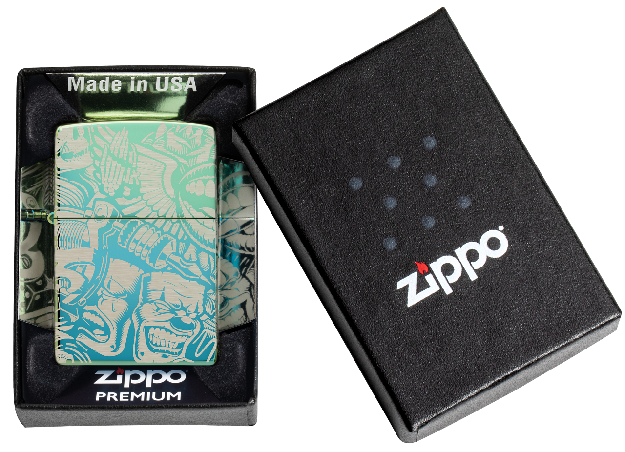 Zippo 540 Creative Tattoo Design, High Polish Teal Lighter #48410