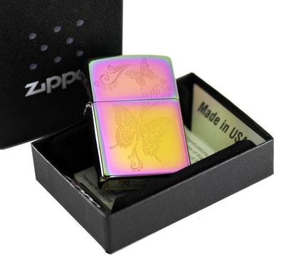 Zippo 28442, Butterflies Lighter, Colorful Spectrum Finish #28442