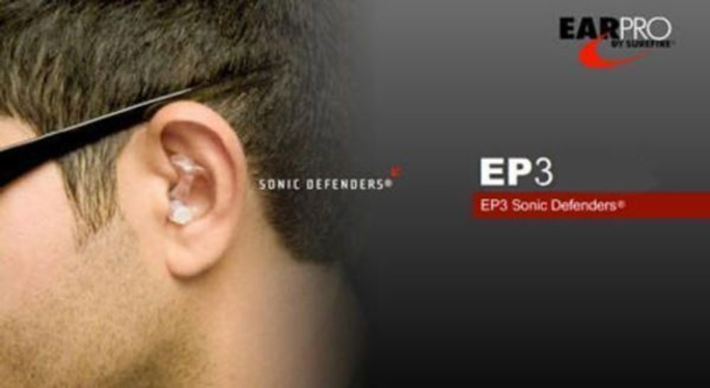 SureFire EarPro Sonic Defenders, Clear, Small, w/Lanyard, Bag #EP3-SPR-BG
