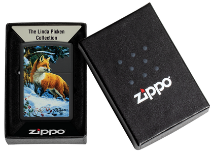 Zippo Linda Picken Fox Design, Black Matte Lighter #48596