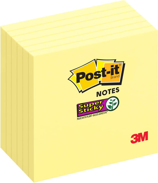 Post-it Super Sticky Notes, 3 in x 3 in (76 mm x 76 mm) #654-6SSCY