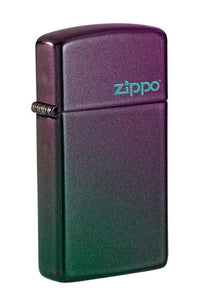 Zippo Slim Iridescent Violet Base Model with Logo, Satin Finish Windproof Lighter #49267ZL