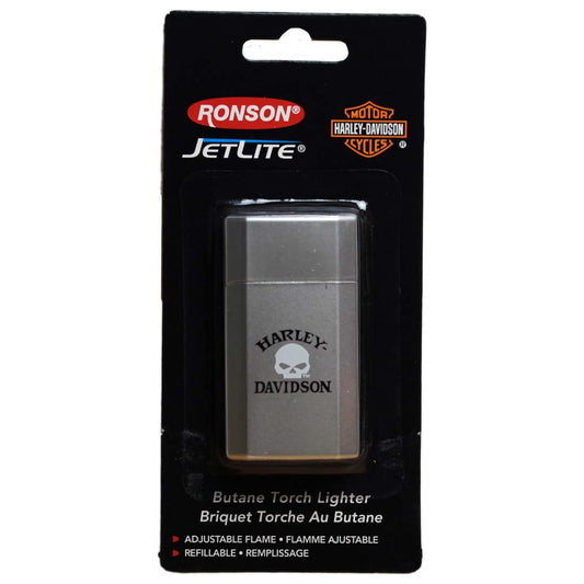 Ronson Harley Davidson JetLite Skull Butane Torch Lighter, Silver #43524SKULL
