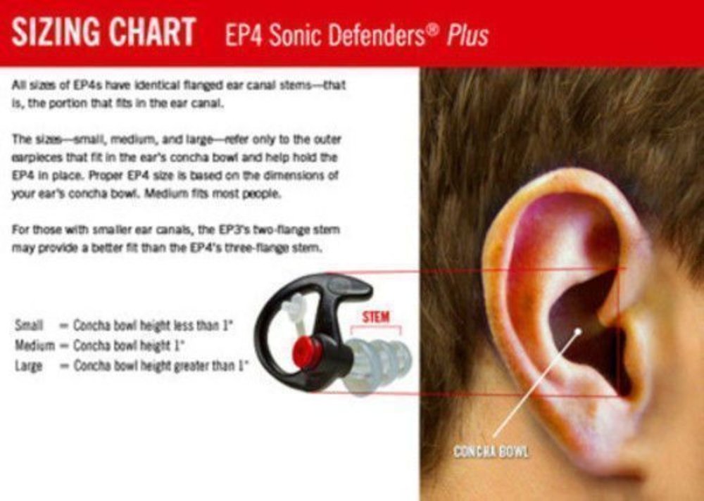 SureFire EarPro Sonic Defenders Plus, Black, Large, Bag #EP4-BK-LPR-BG