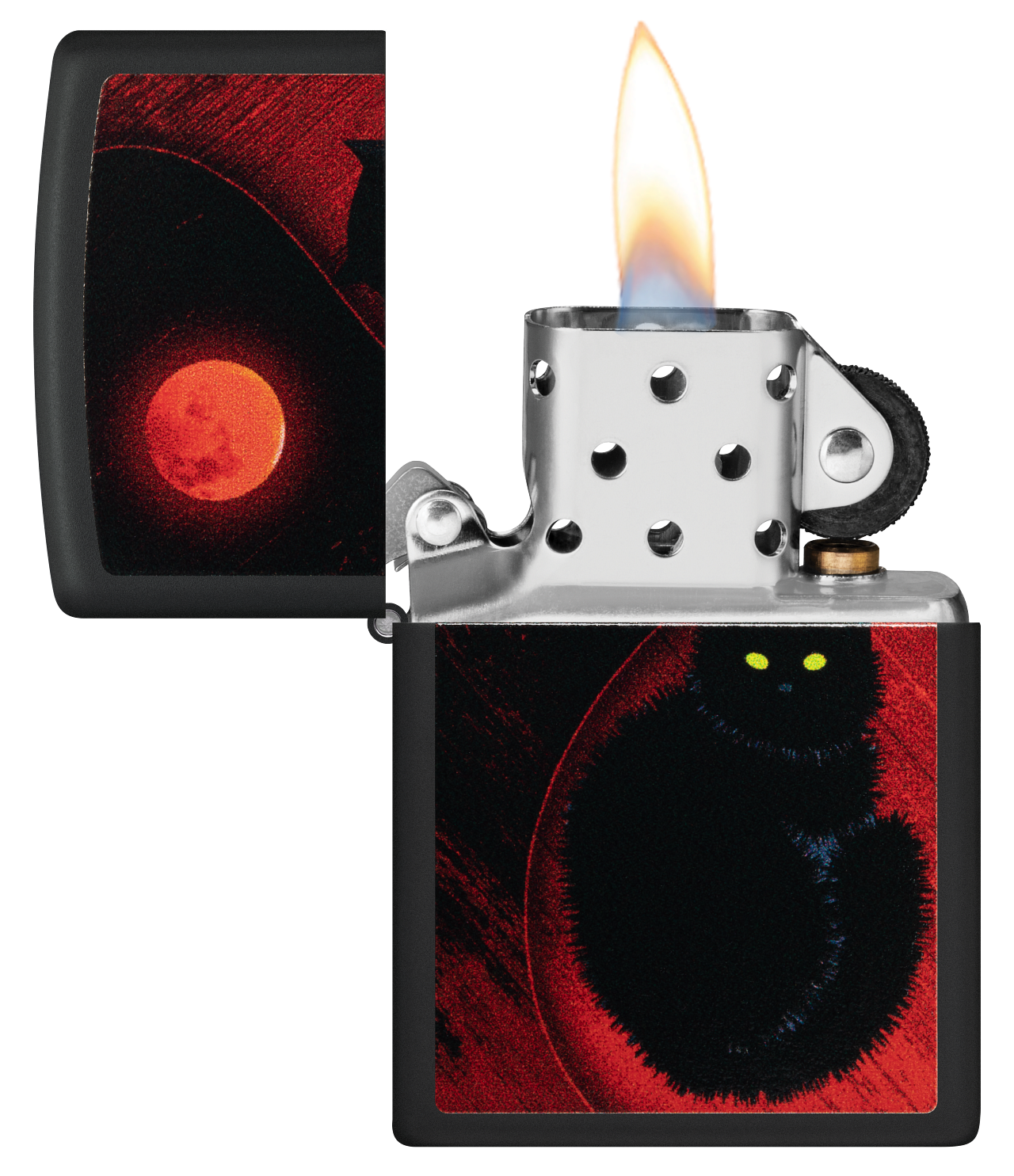 Zippo Black Cat Bad Luck, Black Matte Finish Lighter #48453