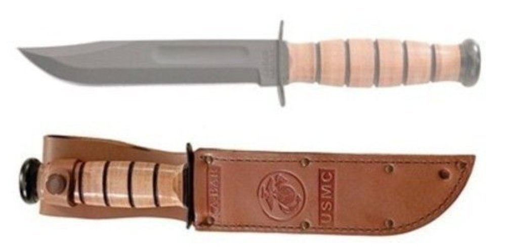 KA-BAR USMC Brown Leather Knife Sheath for 7" Blades, Marines #1217S