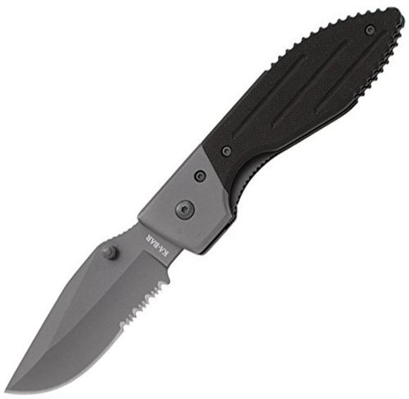 Ka-Bar Warthog III Folding Knife, Serrated Edge, Black #3073