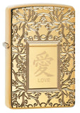 Zippo Chinese Love, High Polish Brass, Deep Engraved Armor Lighter #49022