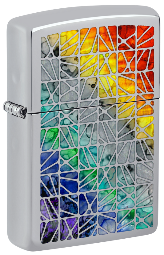 Zippo Fusion Tile Pattern, High Polish Chrome Lighter #48412