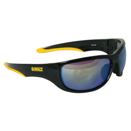 DeWalt Dominator Safety Glasses, Black/Yellow Frame, Mirror Lens #DPG94-YD