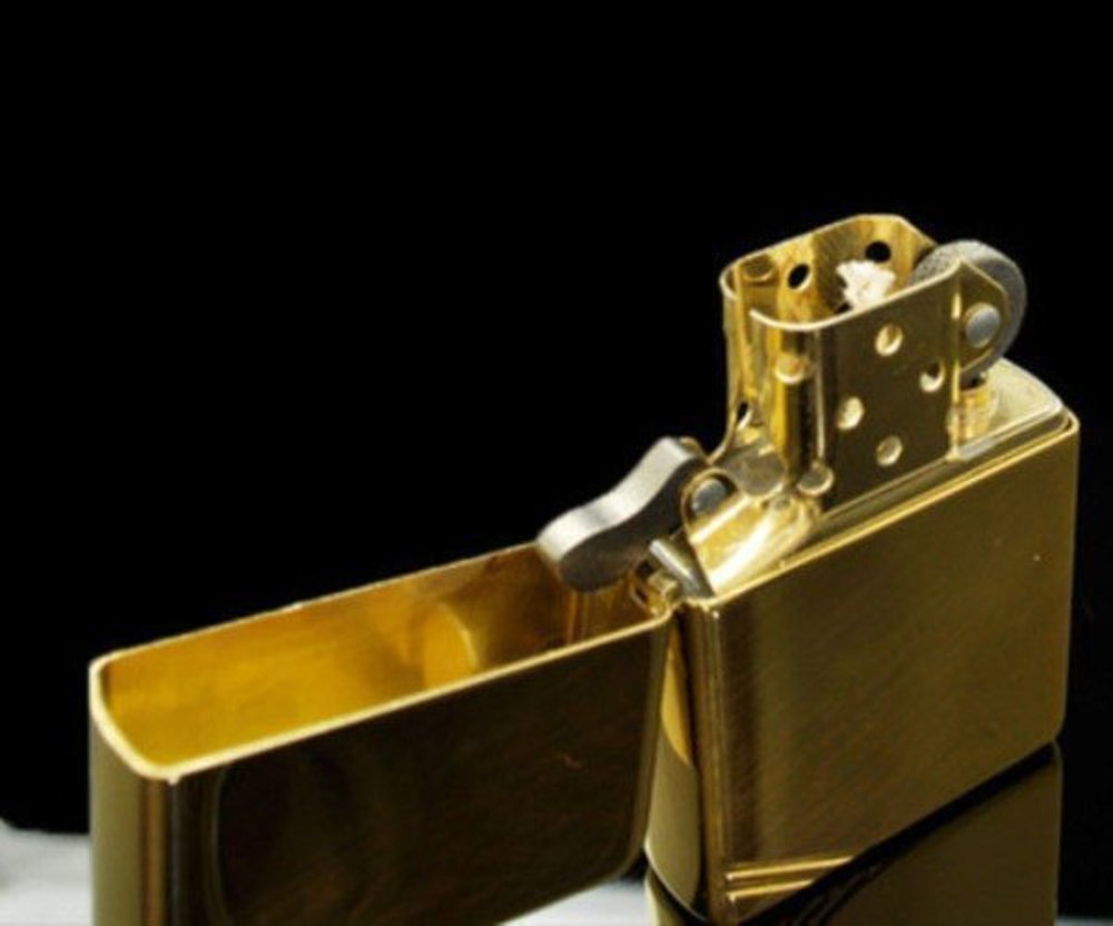 Zippo High Polish Brass Vintage w/ Slashes Rounded Corners Genuine Lighter #270