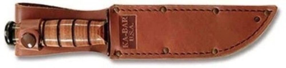 KA-BAR Short USA Knife Sheath, Brown Leather, Fits 5.25" Blade Knives #1251S