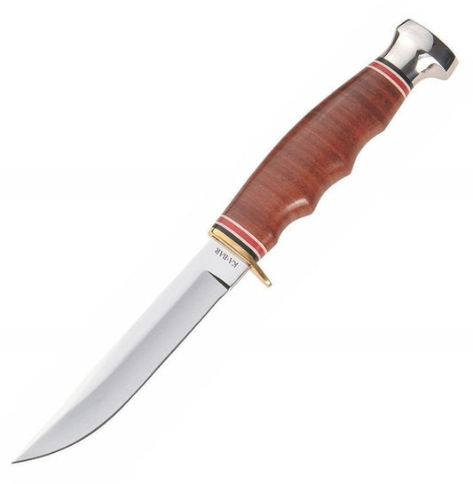 KA-BAR Hunter Fixed Blade Knife, Stacked Leather Handle w/ Sheath #1232