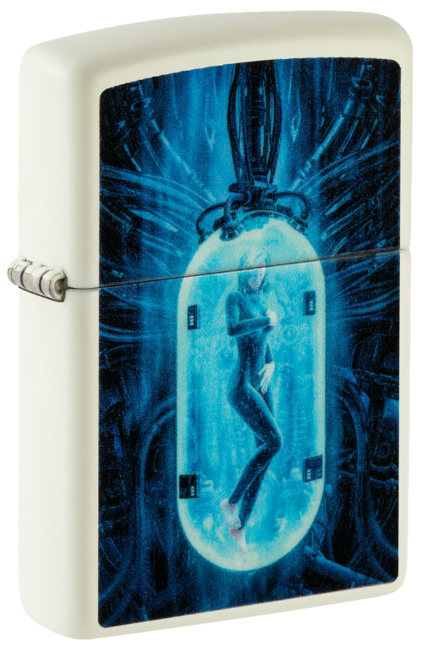 Zippo Cyberpunk Human Pod Glow-in-the-Dark Green Design Lighter #48520
