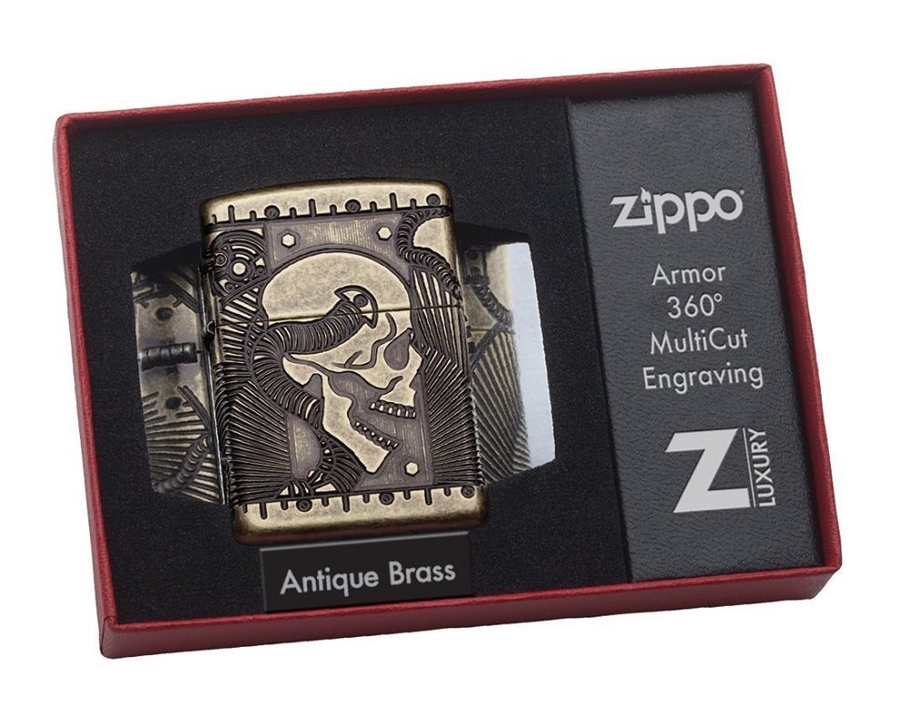 Zippo Armor Steampunk Pocket Lighter, Antique Brass #29268