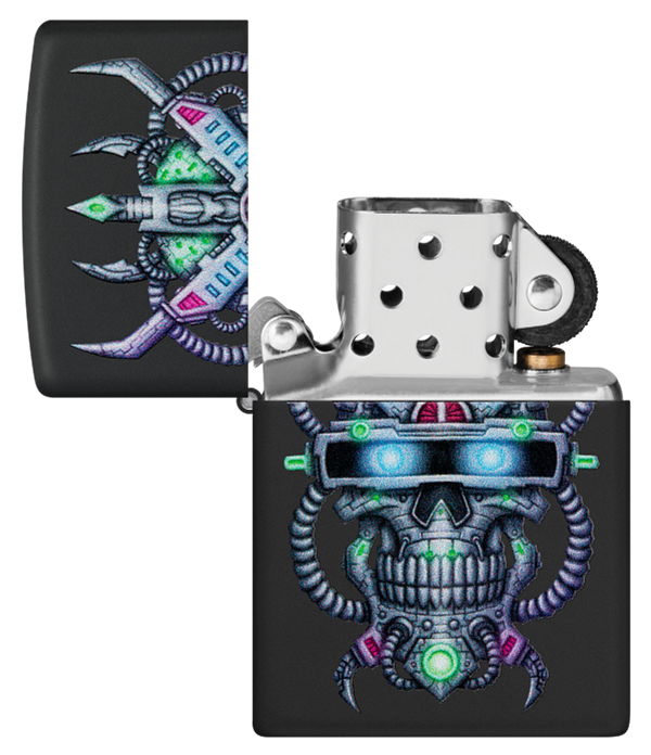 Zippo Cyberpunk Skull Color Image Design, Black Matte Lighter #48516