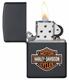 Zippo Harley Davidson Emblem Black Matte Finish Genuine Windproof Lighter #49196