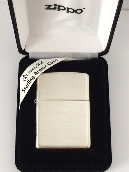 Zippo Armor Brushed Finish Sterling Silver Pocket Lighter, in Gift Box #27