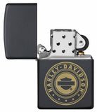 Zippo Harley Davidson Gold Logo Engraved, Black Matte Windproof Lighter #49197