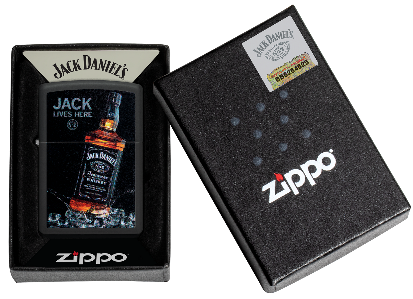 Zippo Jack Daniels Jack Lives Here, Black Matte Lighter #48290